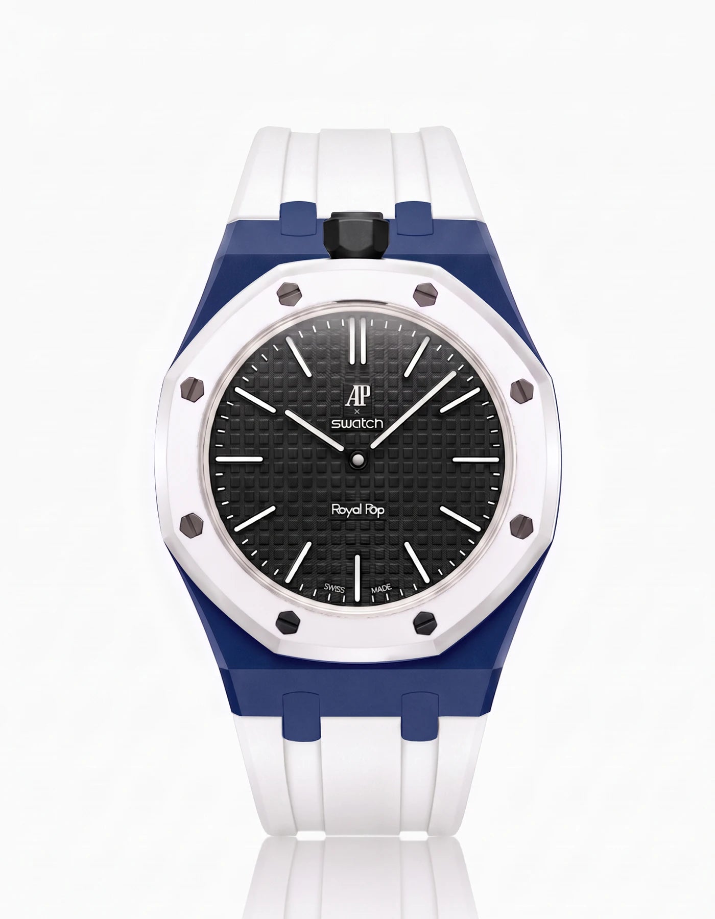 combo::navy-blue::rubber-strap-for-ap-x-swatch-royal-pop-white
