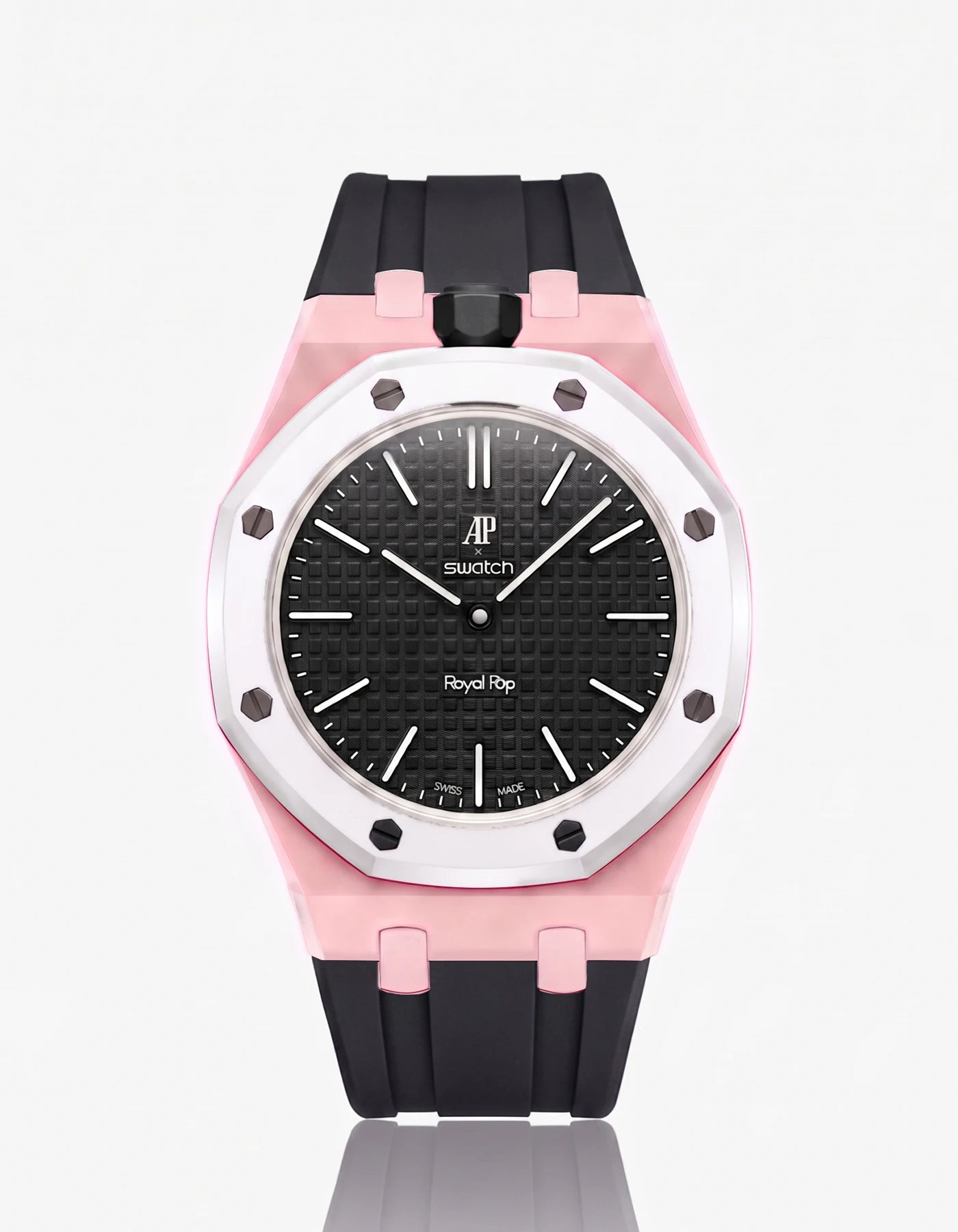 combo::pink::rubber-strap-for-ap-x-swatch-royal-pop-black