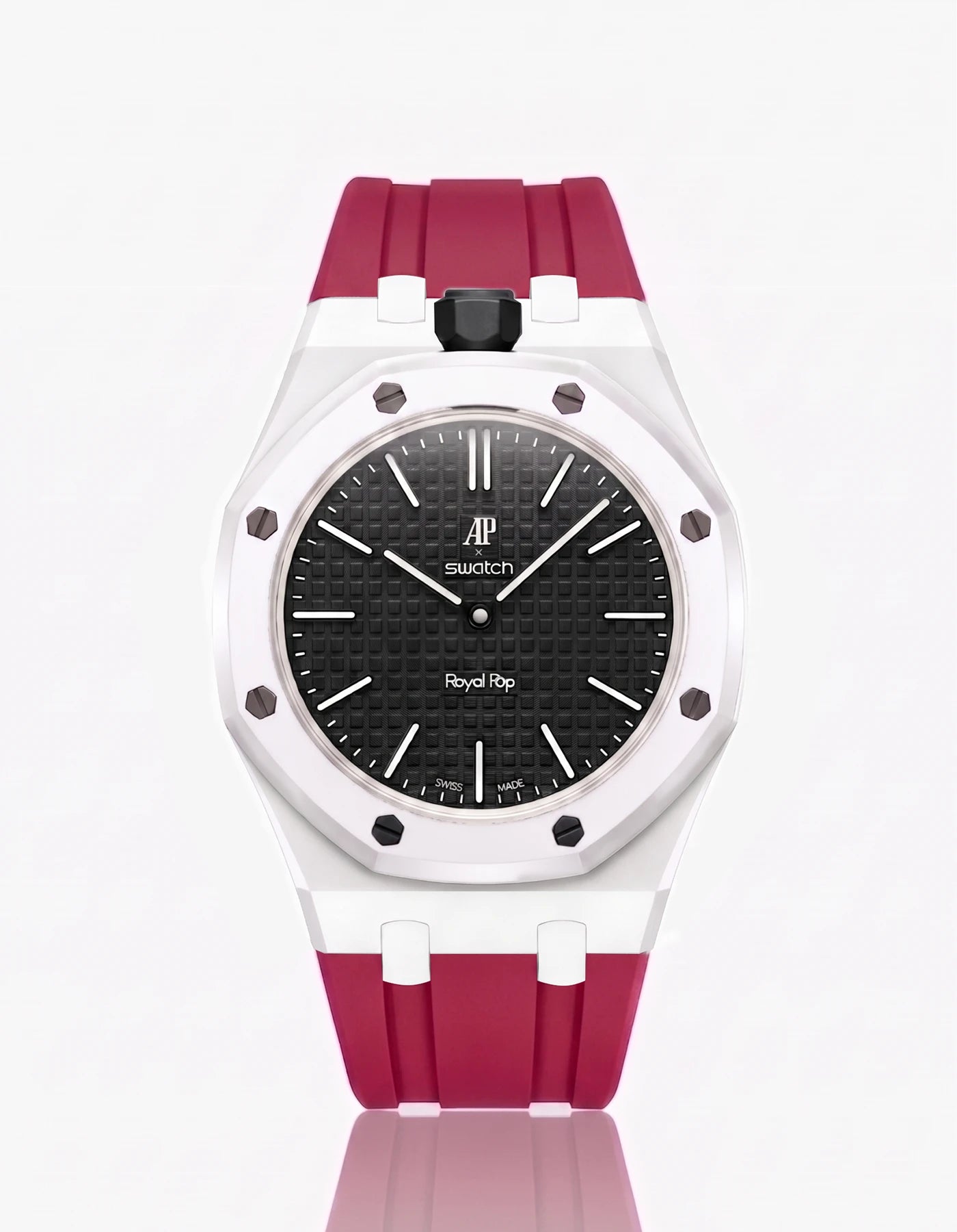 combo::white::rubber-strap-for-ap-x-swatch-royal-pop-dark-pink