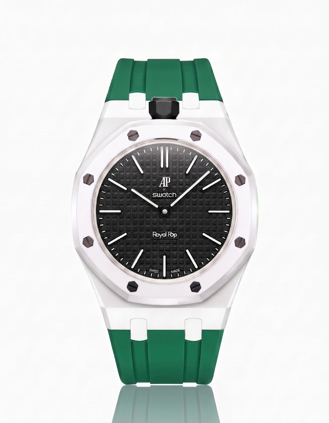 combo::white::rubber-strap-for-ap-x-swatch-royal-pop-green
