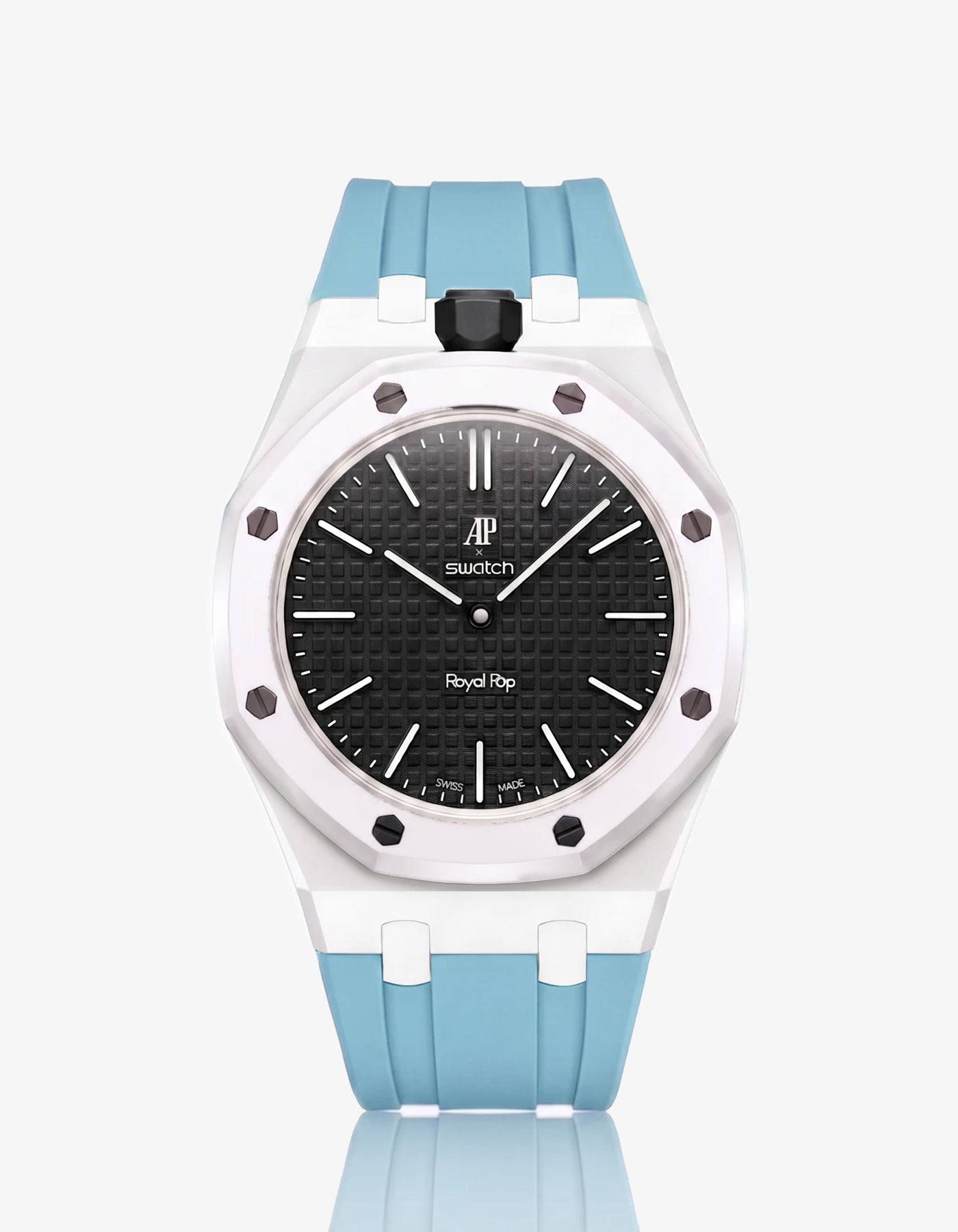 combo::white::rubber-strap-for-ap-x-swatch-royal-pop-light-blue