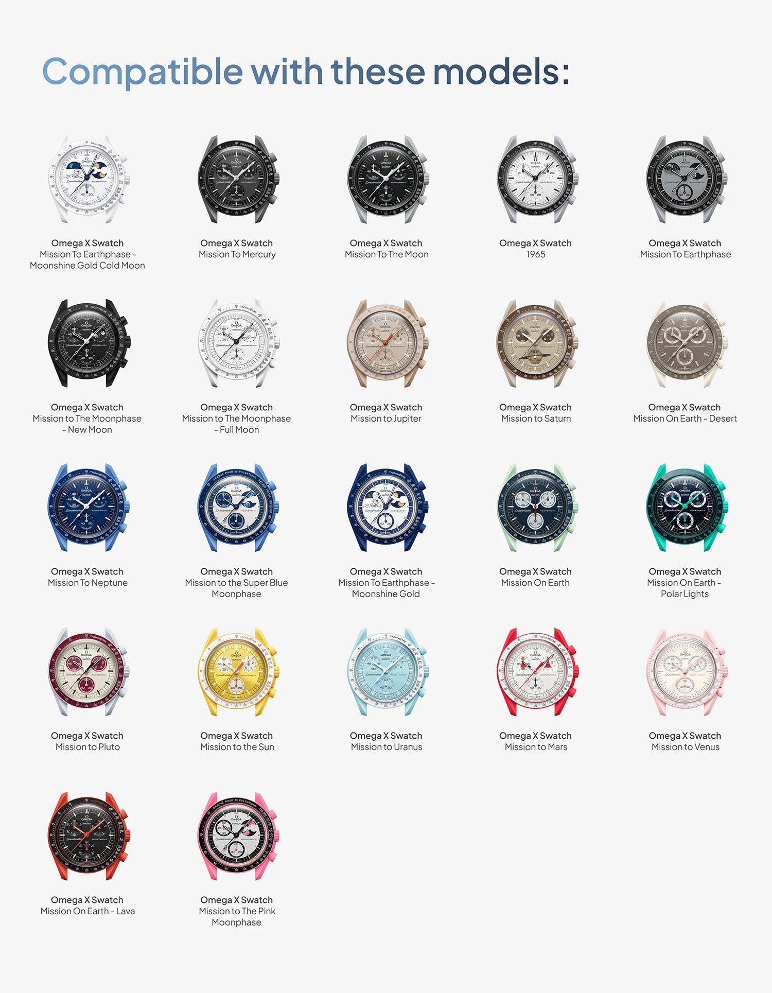 Strap For Omega x Swatch MoonSwatch compatible with these models
