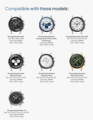 Strap for Omega Speedmaster compatible with these models