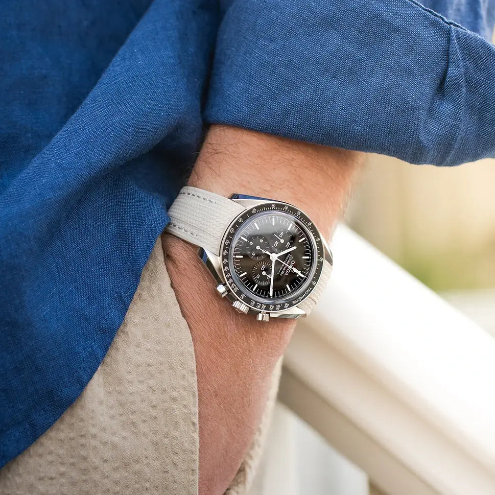 Omega rubber strap wrist shot