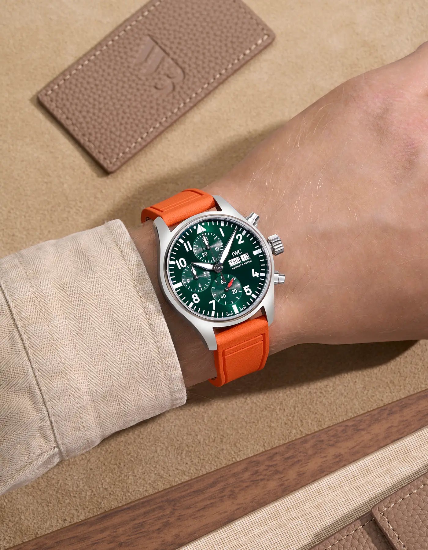 Rubber watch band on wrist – stylish and secure fit for IWC timepieces