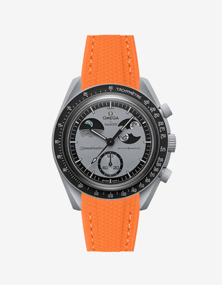 Orange rubber watch strap for the Omega x Swatch MoonSwatch Mission to Earthphase