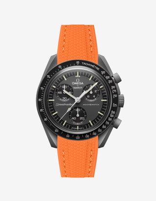Orange rubber strap designed for the Omega x Swatch MoonSwatch Mission to Mercury