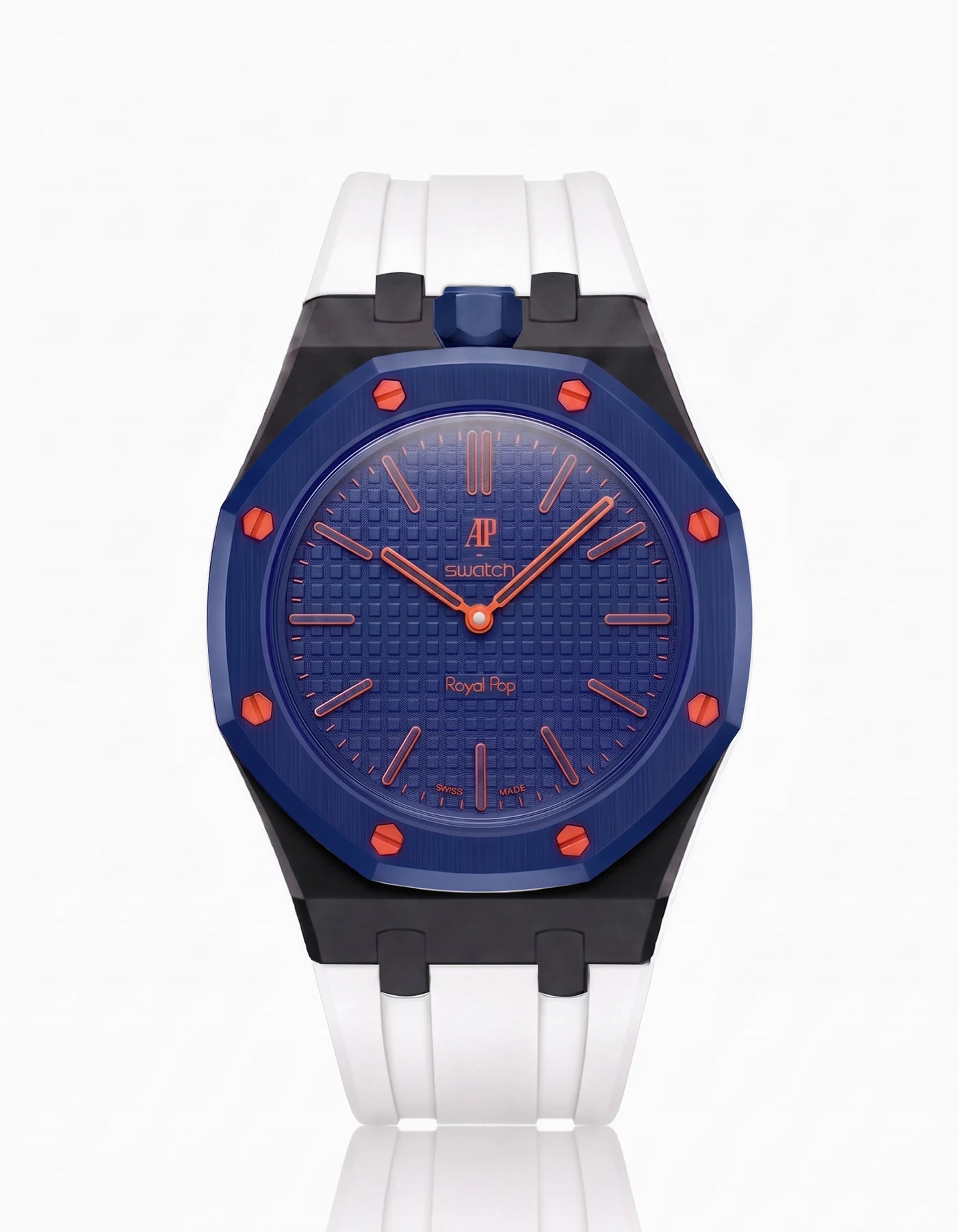 combo::black::rubber-strap-for-ap-x-swatch-royal-pop-white