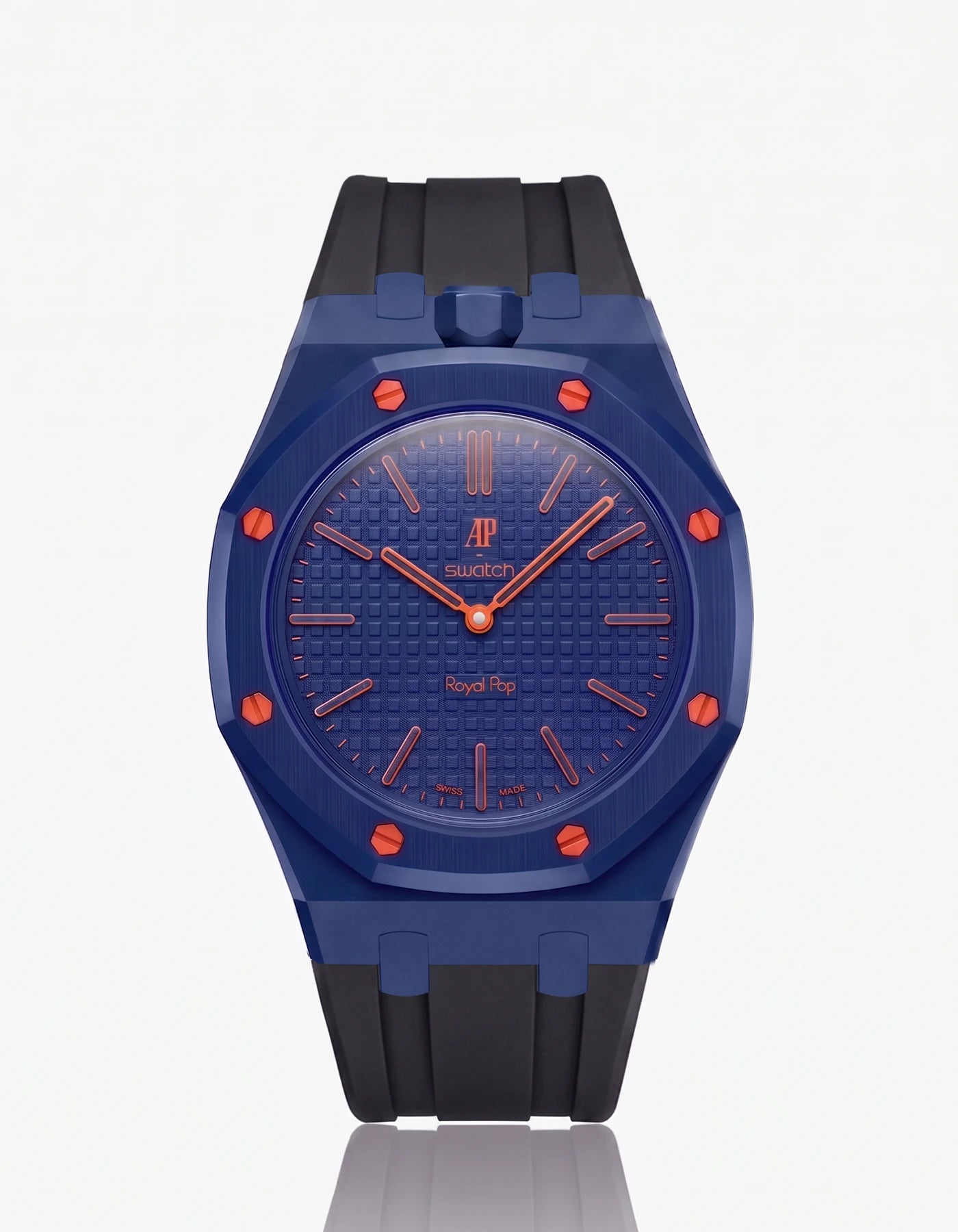 combo::navy-blue::rubber-strap-for-ap-x-swatch-royal-pop-black