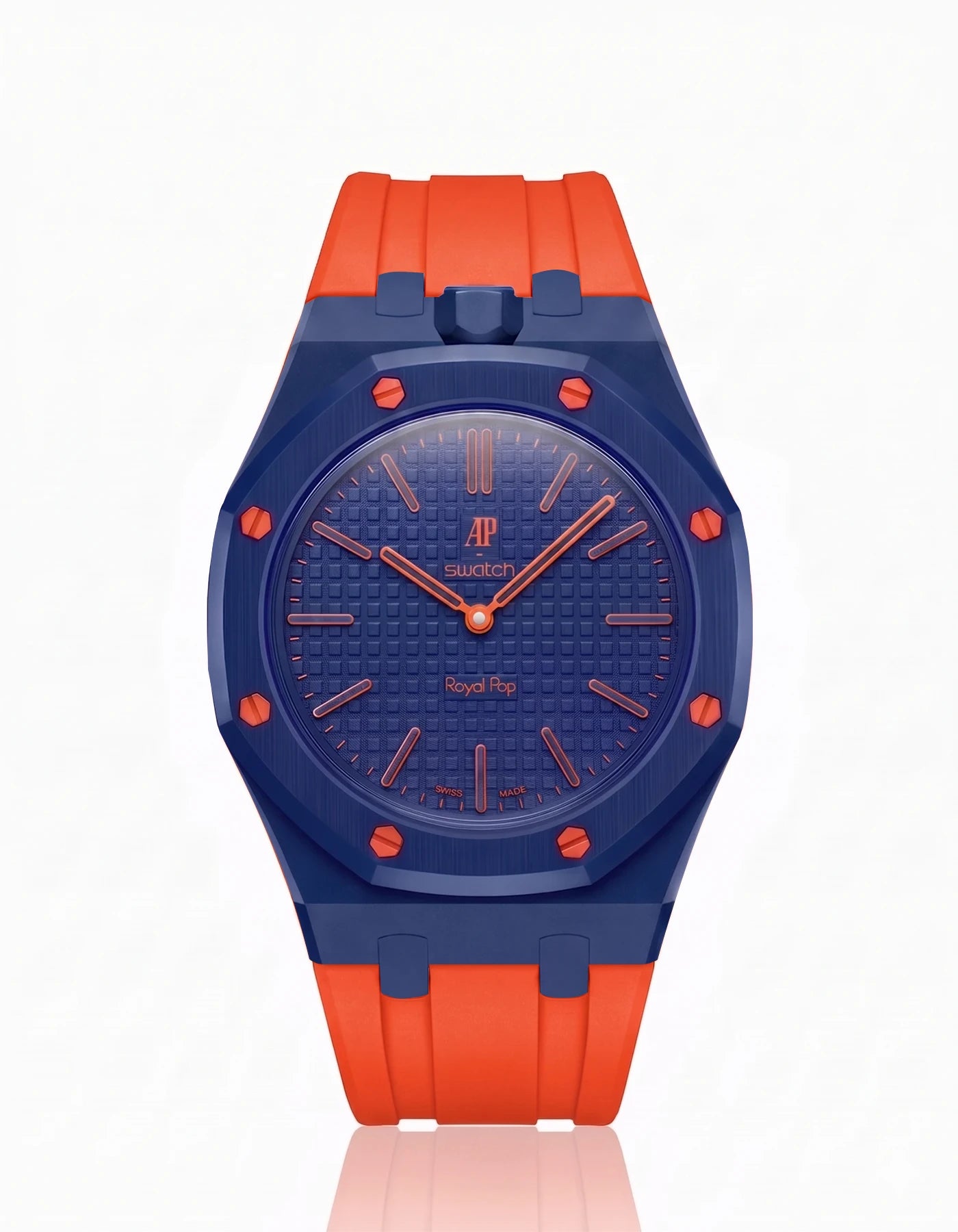 combo::navy-blue::rubber-strap-for-ap-x-swatch-royal-pop-orenji-orange