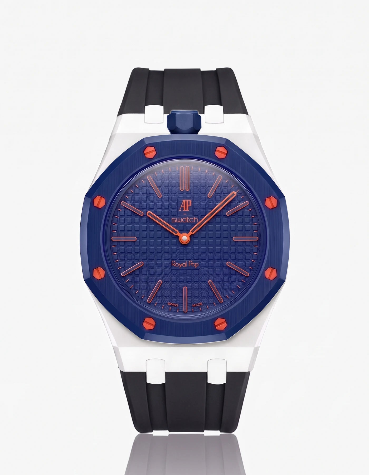 combo::white::rubber-strap-for-ap-x-swatch-royal-pop-black