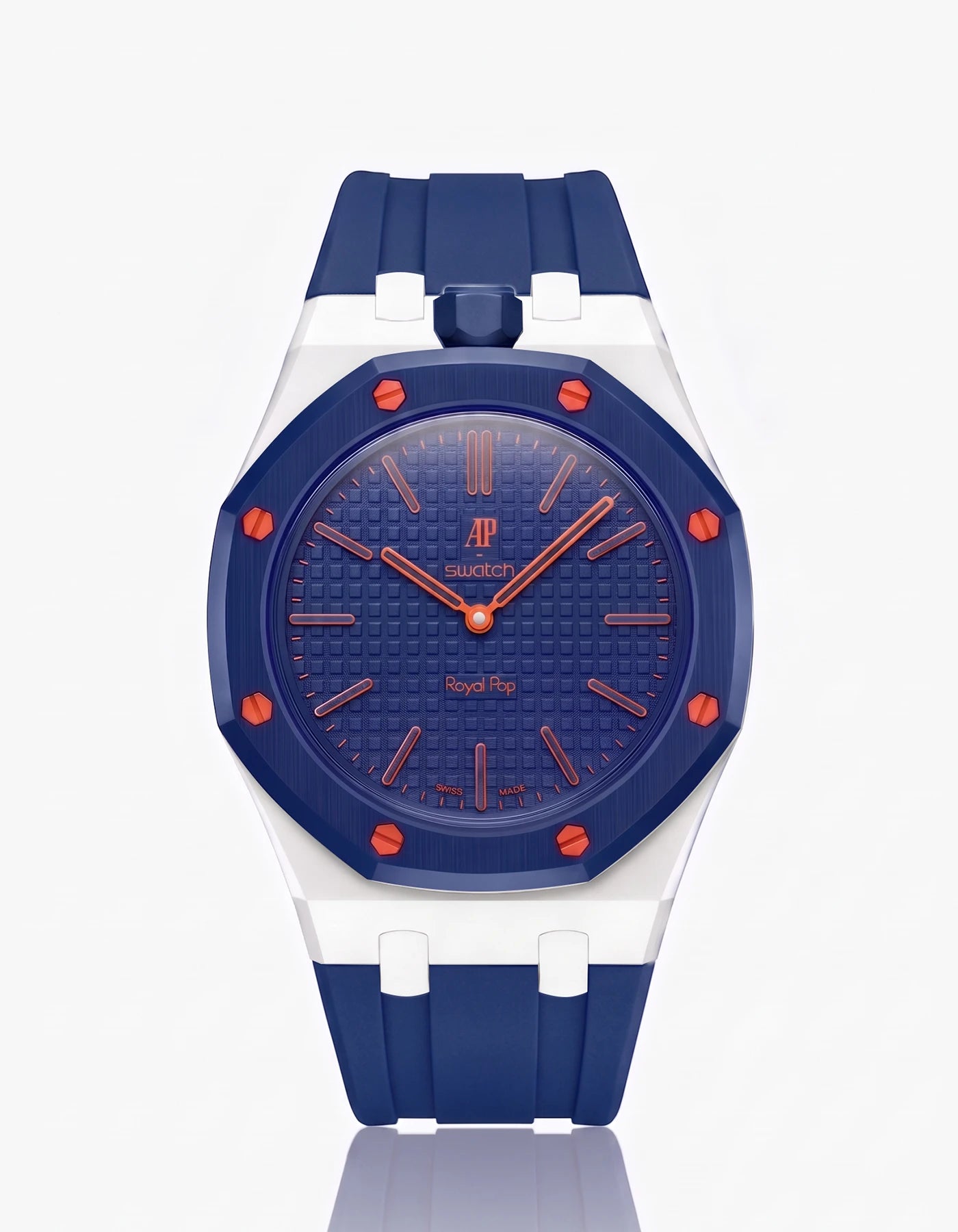 combo::white::rubber-strap-for-ap-x-swatch-royal-pop-navy-blue