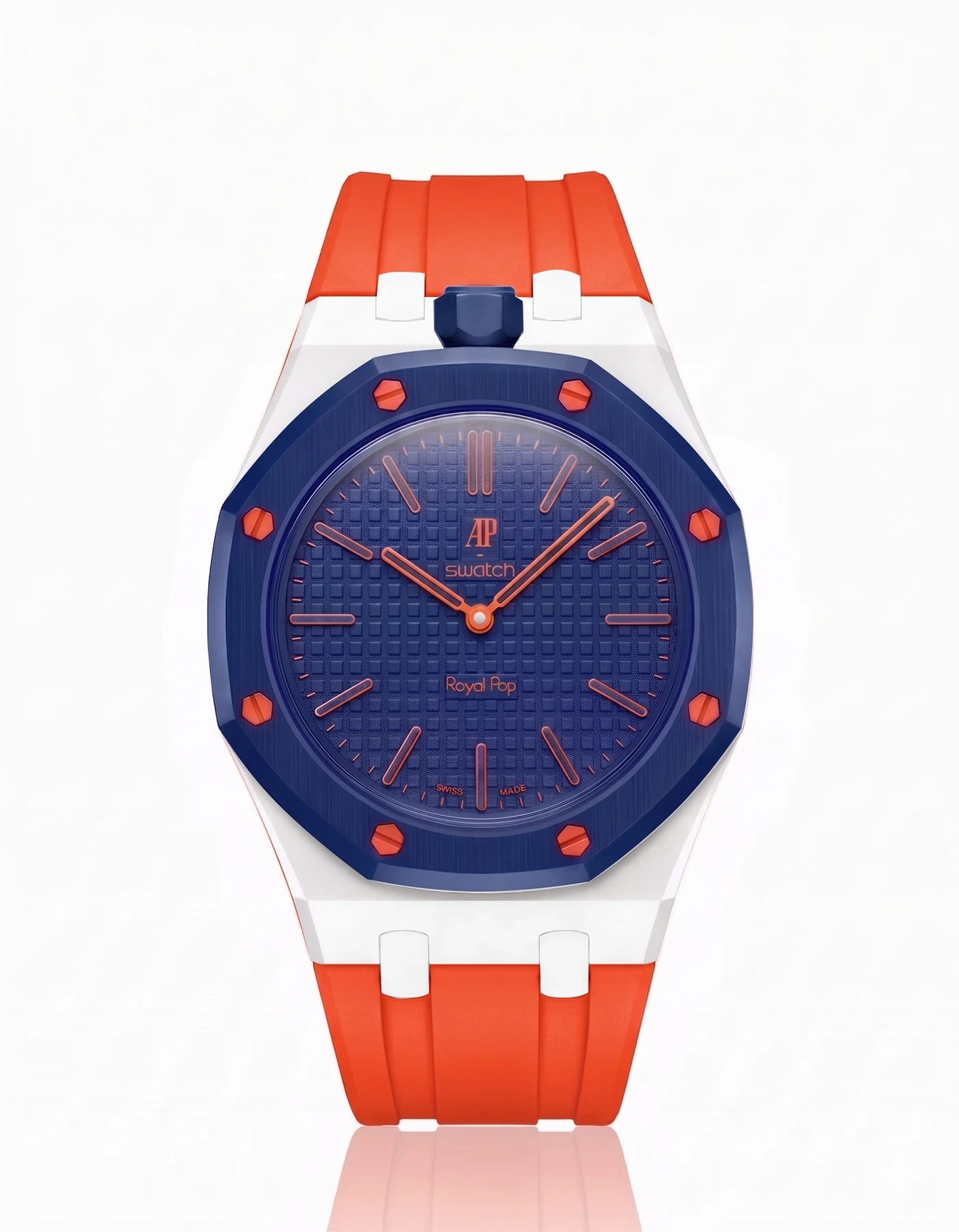 combo::white::rubber-strap-for-ap-x-swatch-royal-pop-orenji-orange