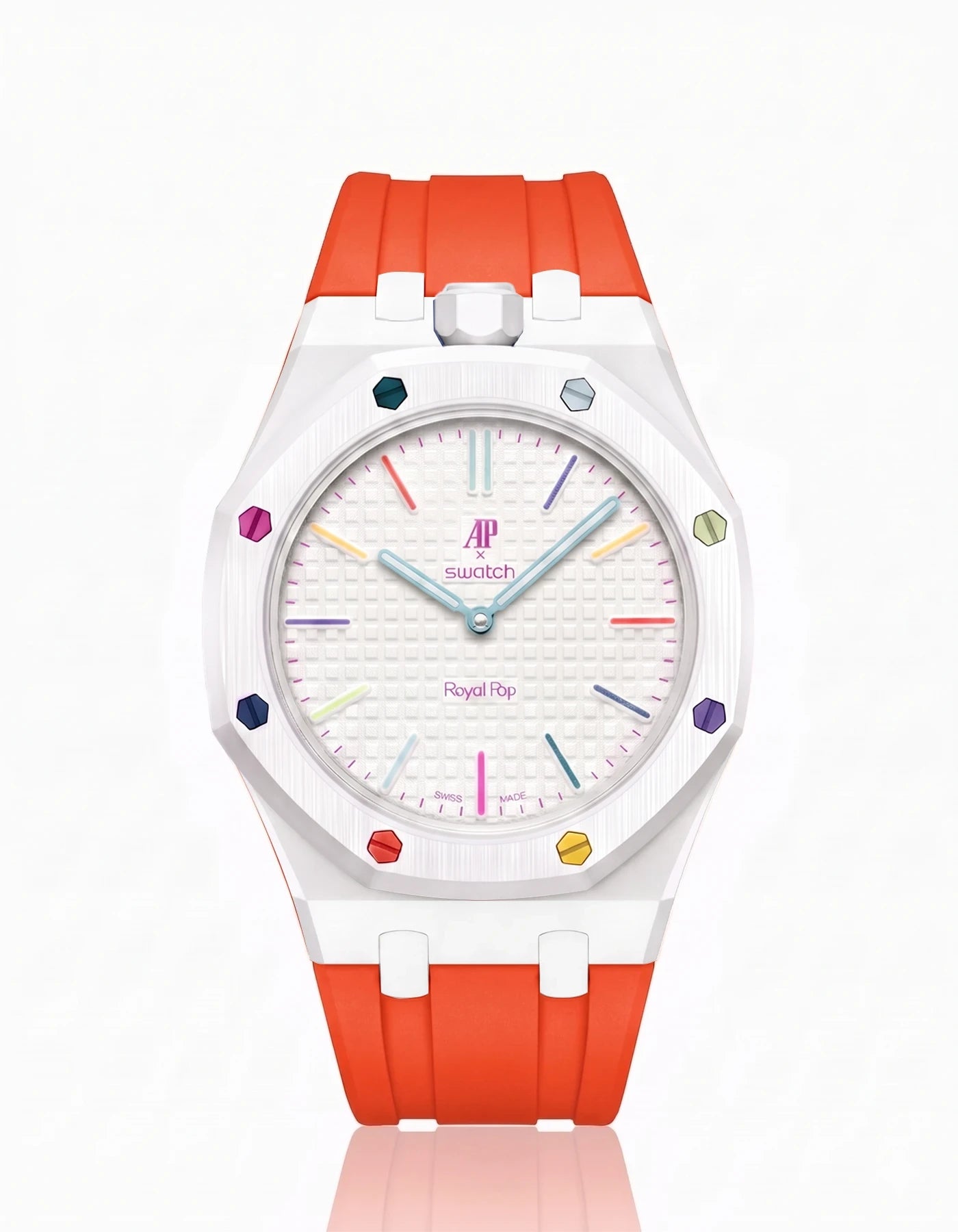 combo::white::rubber-strap-for-ap-x-swatch-royal-pop-orenji-orange