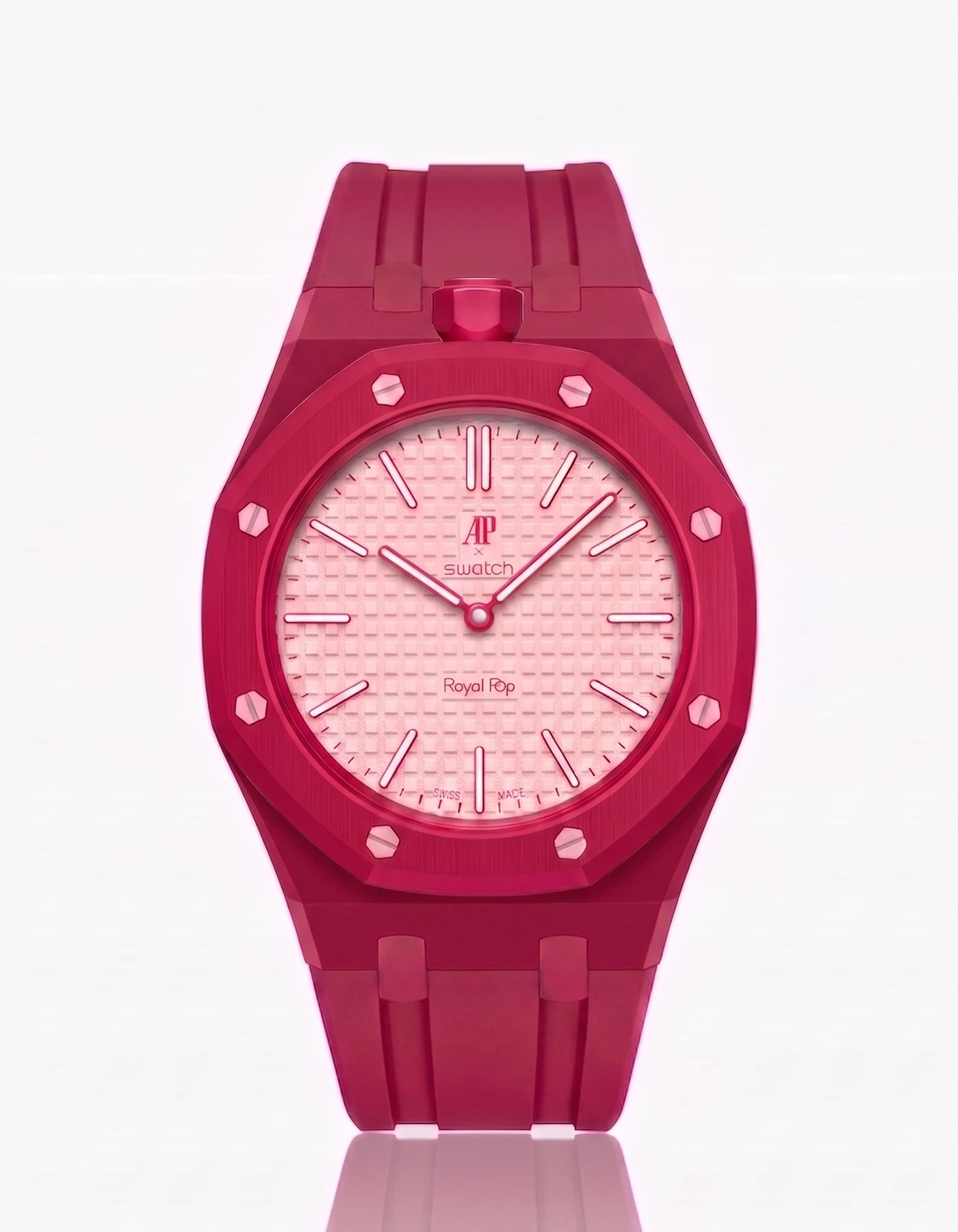 combo::dark-pink::rubber-strap-for-ap-x-swatch-royal-pop-dark-pink