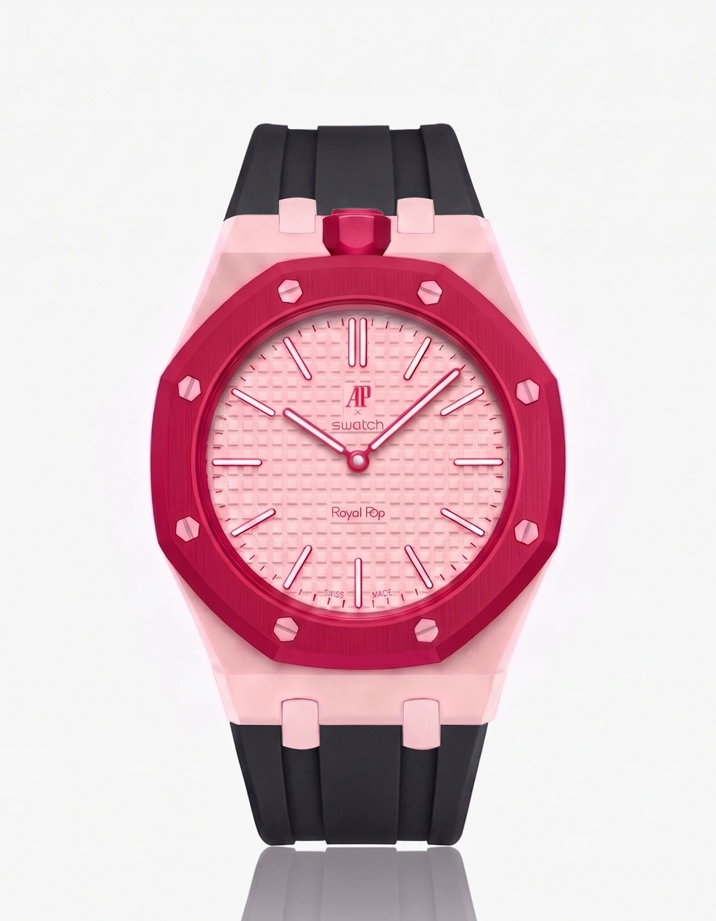 combo::pink::rubber-strap-for-ap-x-swatch-royal-pop-black