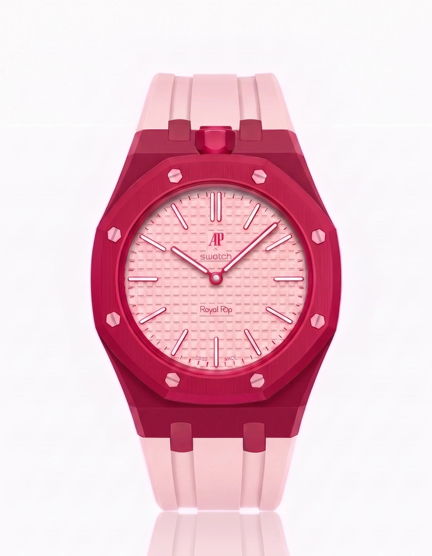 combo::dark-pink::rubber-strap-for-ap-x-swatch-royal-pop-pink