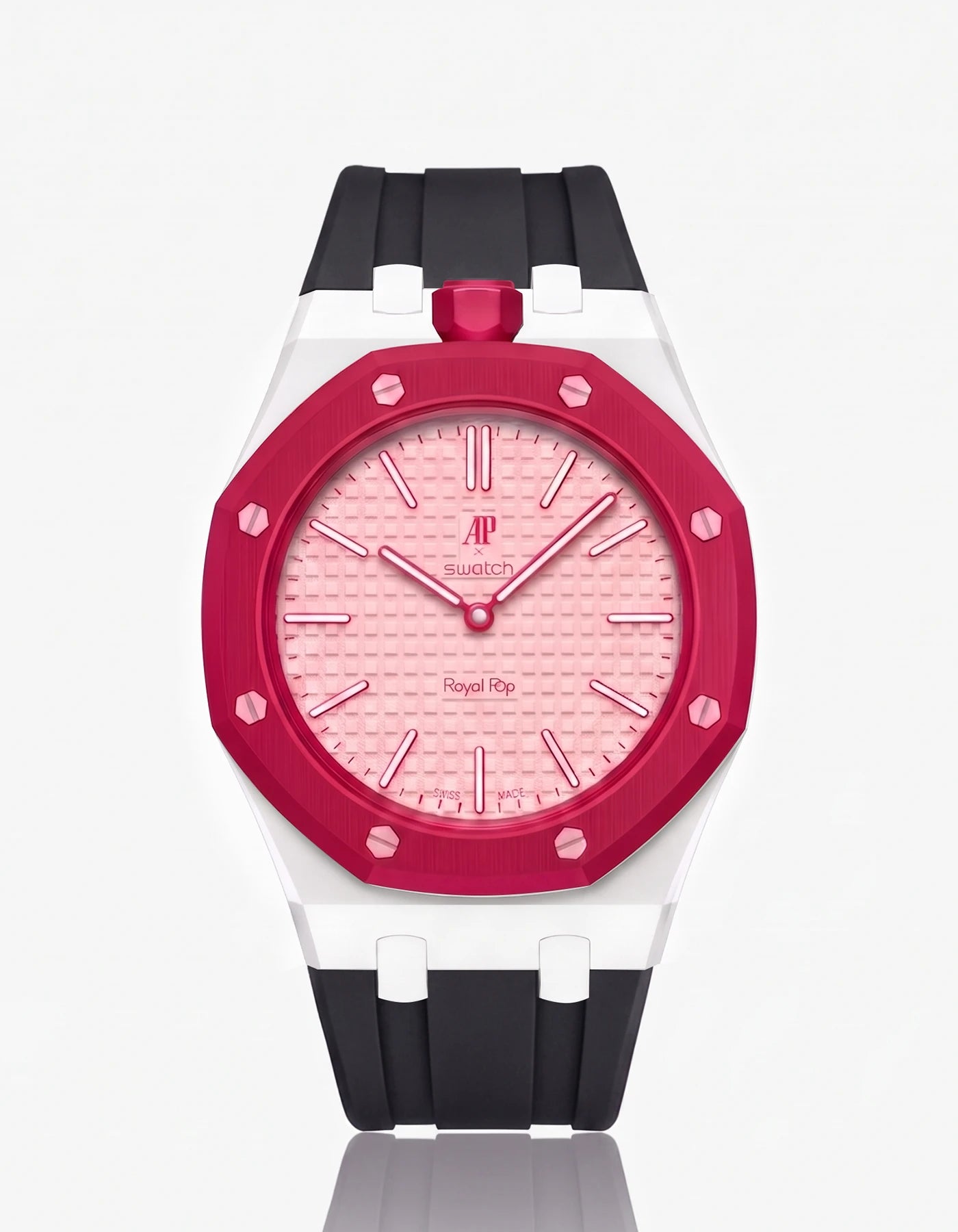 combo::white::rubber-strap-for-ap-x-swatch-royal-pop-black