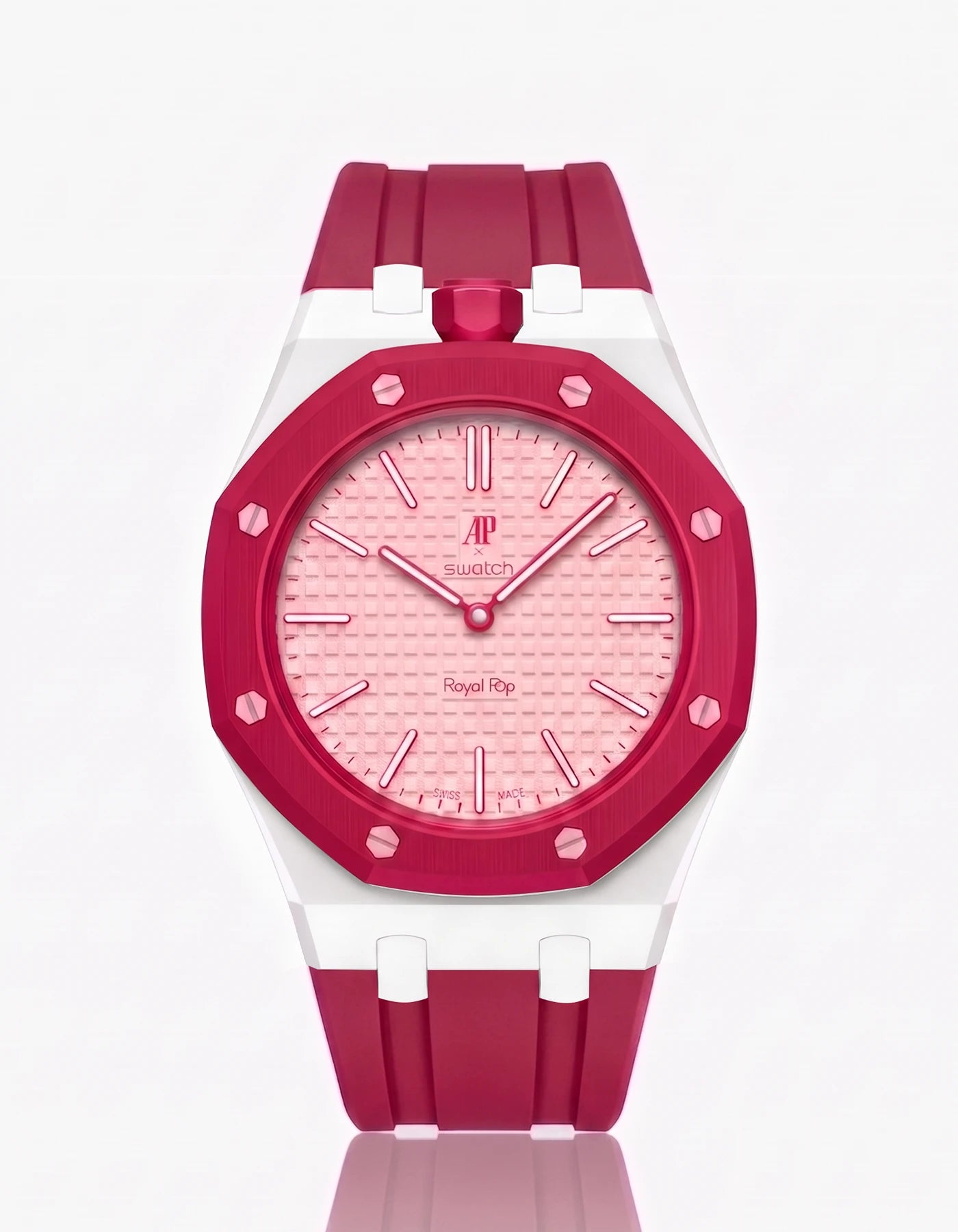 combo::white::rubber-strap-for-ap-x-swatch-royal-pop-dark-pink