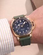 Panerai Luminor Submersible Rose Gold Automatic Green Rubber Strap klockarmband uhrenband Panerai Rose Gold PAM01164 Replacement armband Swiss Army military-style dykarklocka Italy design vitgul