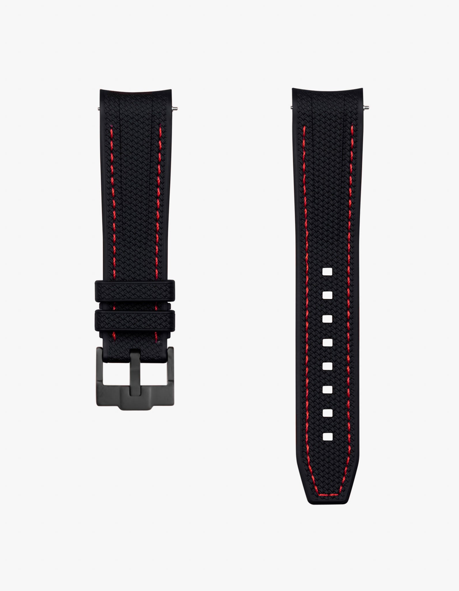 vertech black & red stitches rubber strap for omega swatch moonswatch 
