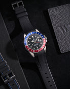 Wristbuddys Wristbuddy Klockarmband klockband rubberstrap rubber strap black svart black buckle clasp integrated premium rubber rubber straps integrated Watch Strap watch band klockarmband uhrenband uhranarmband Rolex GMT Master 2 II 16710 pepsi blue red 116710