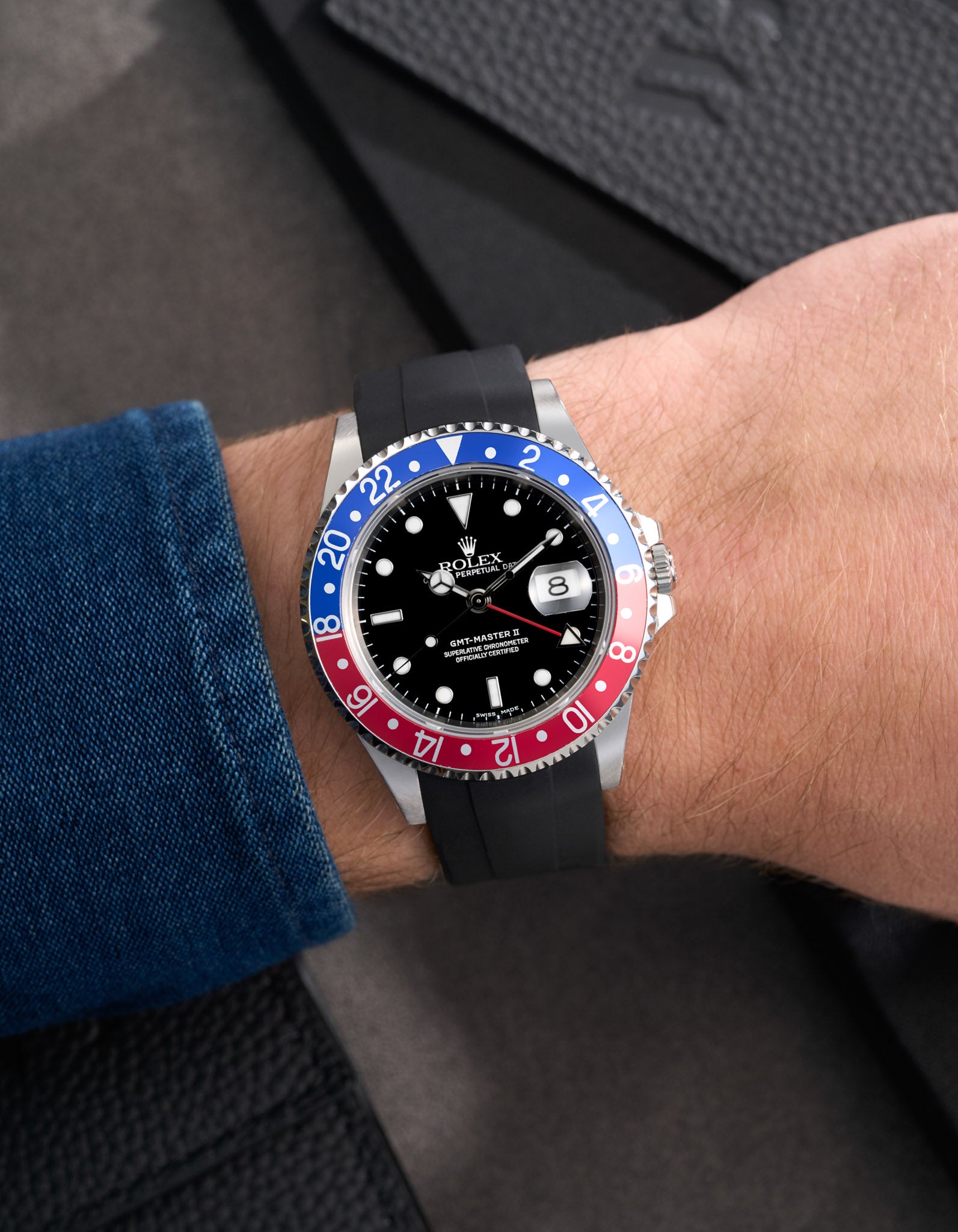 Rolex gmt pepsi rubber strap sale