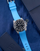 Wristbuddys Wristbuddy Klockarmband klockband rubberstrap rubber strap horus black svart black buckle clasp integrated premium rubber Rolex Submariner 16610, Rolex Submariner 116610, Rolex Submariner 14060, Rolex Submariner 114060 uhrenband rubber straps integrated turkos turquoise light blue