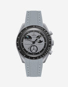 Dark grey vertech rubber watch strap on Omega X Swatch Earthphase