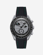 Black vertech rubber strap with green stitches Omega X Swatch MoonSwatch