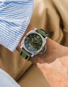 Military Green Universal FKM Rubber wrist shot on Panerai Luminor GMT