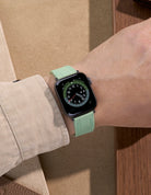 Apple Watch on wrist with a premium rubber strap – secure and adjustable