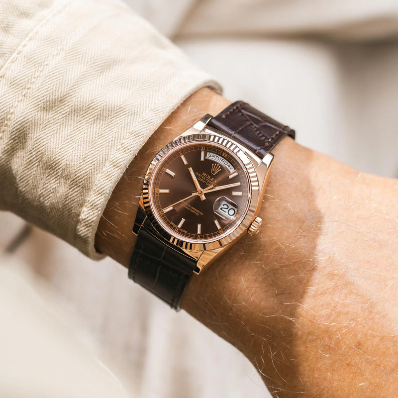 Dark Brown Embossed Alligator Leather Strap 18mm-21mm
