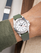 Green CTS FKM Rubber Strap 19-22mm on watch - wrist shot