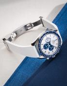 lying white CTS FKM Rubber Strap 19-22mm showing the strap with the clasp open