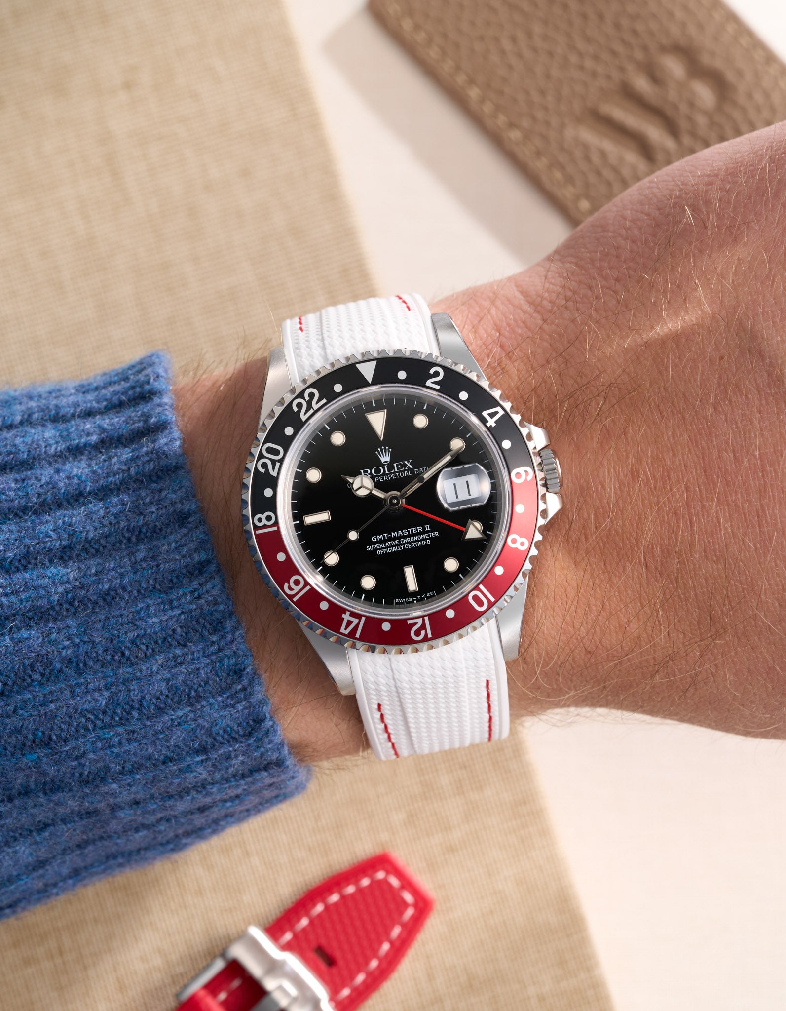 Wristbuddys Wristbuddy Klockarmband klockband rubberstrap rubber strap black svart black buckle clasp integrated premium rubber rubber straps integrated Watch Strap watch band klockarmband uhrenband uhranarmband Rolex GMT Master 2 II Coke 16710 Black red dial coca cola