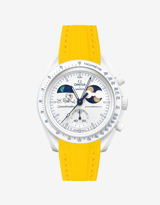 Yellow rubber strap designed for the Omega x Swatch MoonSwatch Mission to Earthphase Moonshine Gold Cold Moon