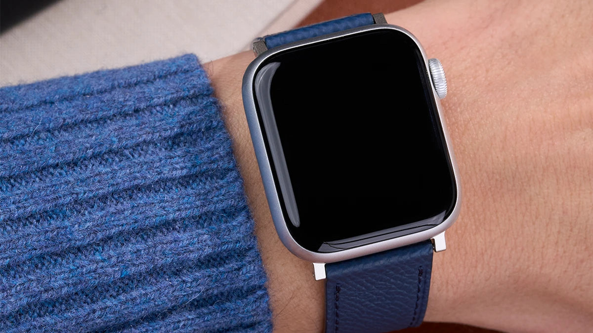 Blue leather apple watch band