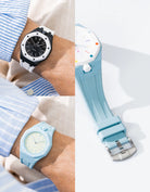 Wristbuddys rubber strap for AP x Swatch Royal Pop lifestyle wrist shot