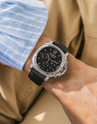 Black Calfskin Leather Strap for Panerai wrist shot