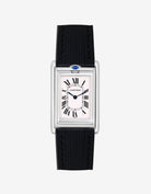 Black rubber strap mounted on Cartier Basculante 20mm – replacement watch band with stainless steel clasp