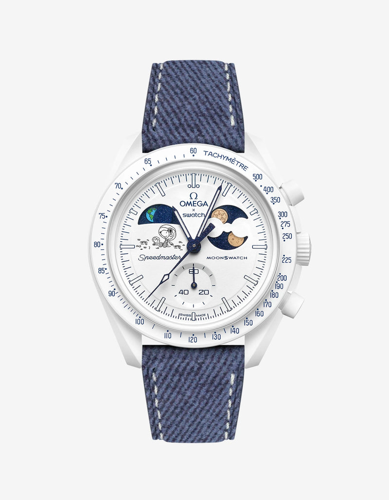 Leather Strap For Omega x Swatch MoonSwatch Mission To Earthphase - Mo