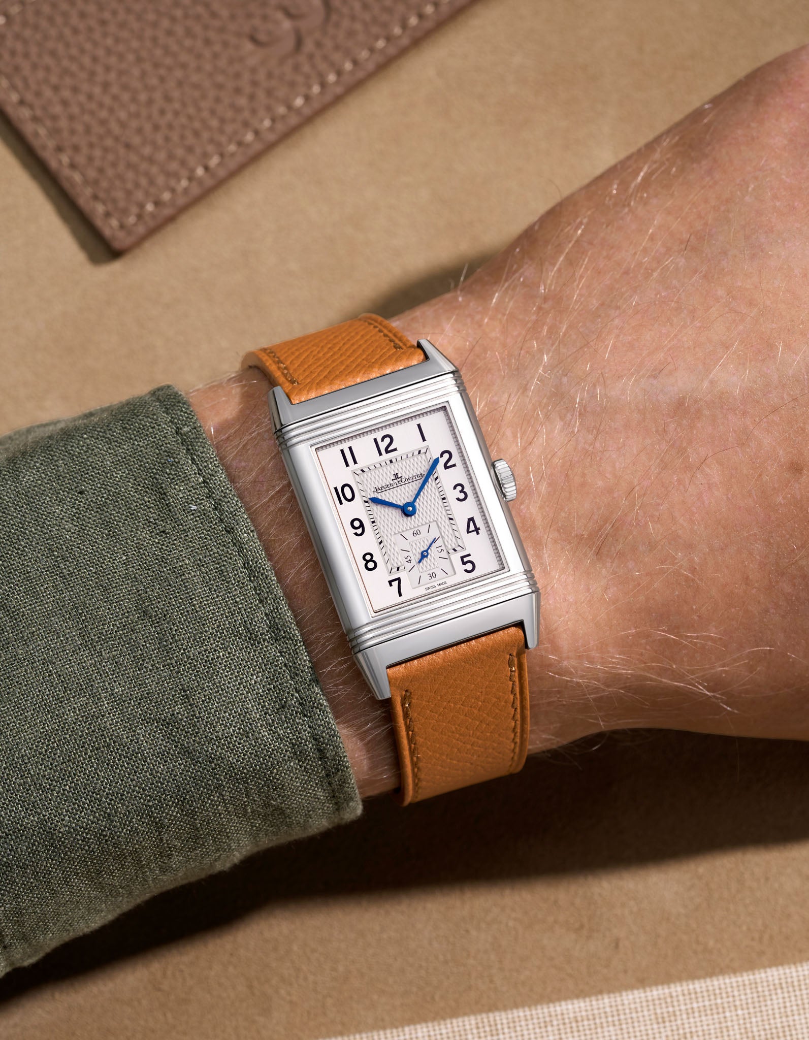 Brown Epsom Leather Strap 17mm - 21mm on JLC Wrist Shot