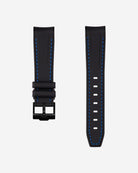 Curved Premium Rubber Strap - Black & Blue Stitches - Wristbuddys