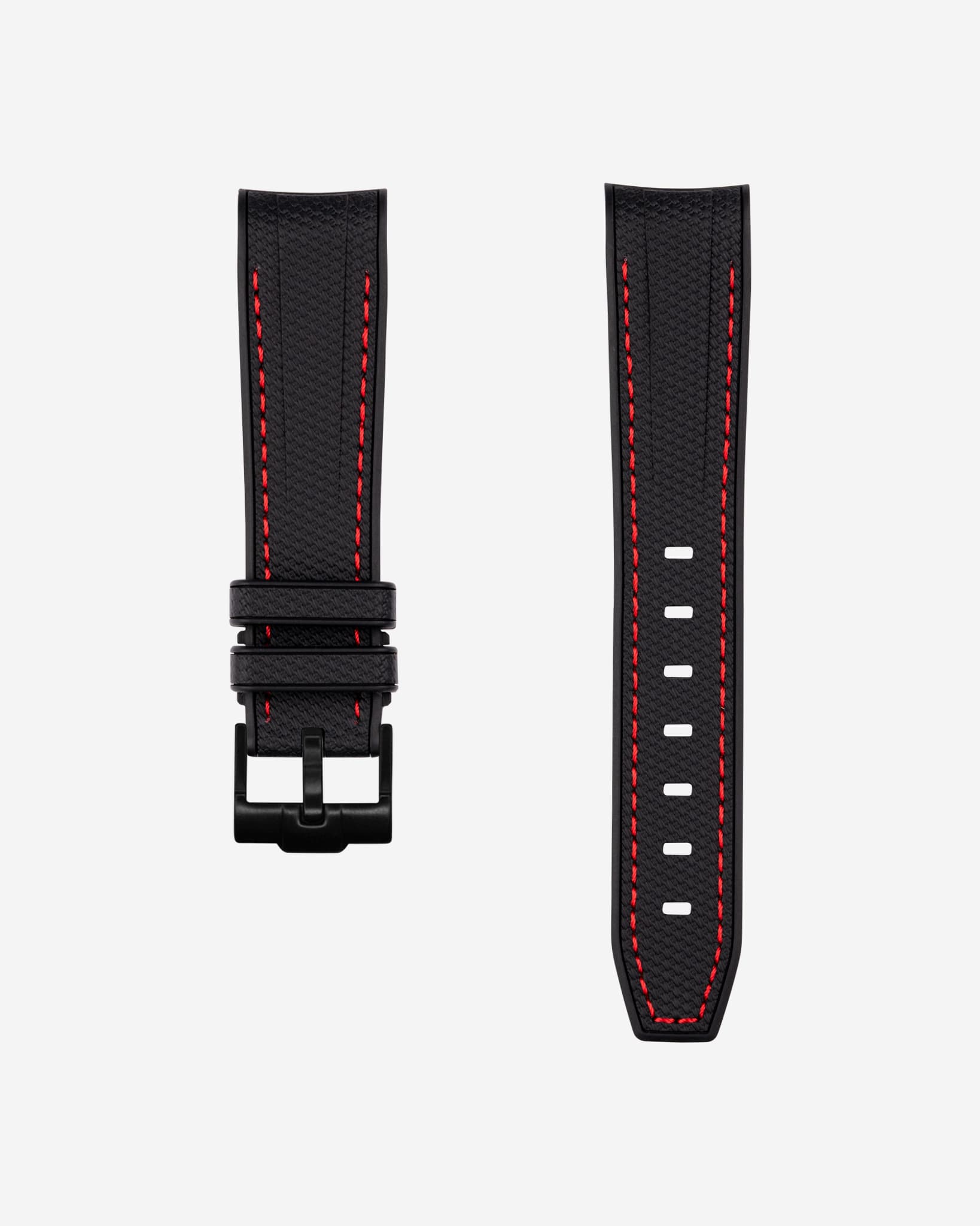 Black Red Stitches Premium Curved Rubber Watch Strap for MoonSwatch Wristbuddys