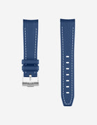 Curved Premium Rubber Strap - Blue & White Stitches - Wristbuddys