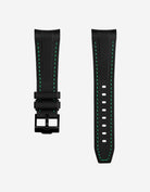 Curved Premium Rubber Strap for Blancpain X Swatch - Black & Green Stitches - Wristbuddys