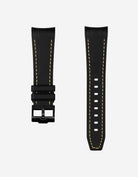 Curved Premium Rubber Strap for Blancpain X Swatch - Black & Yellow Stitches - Wristbuddys