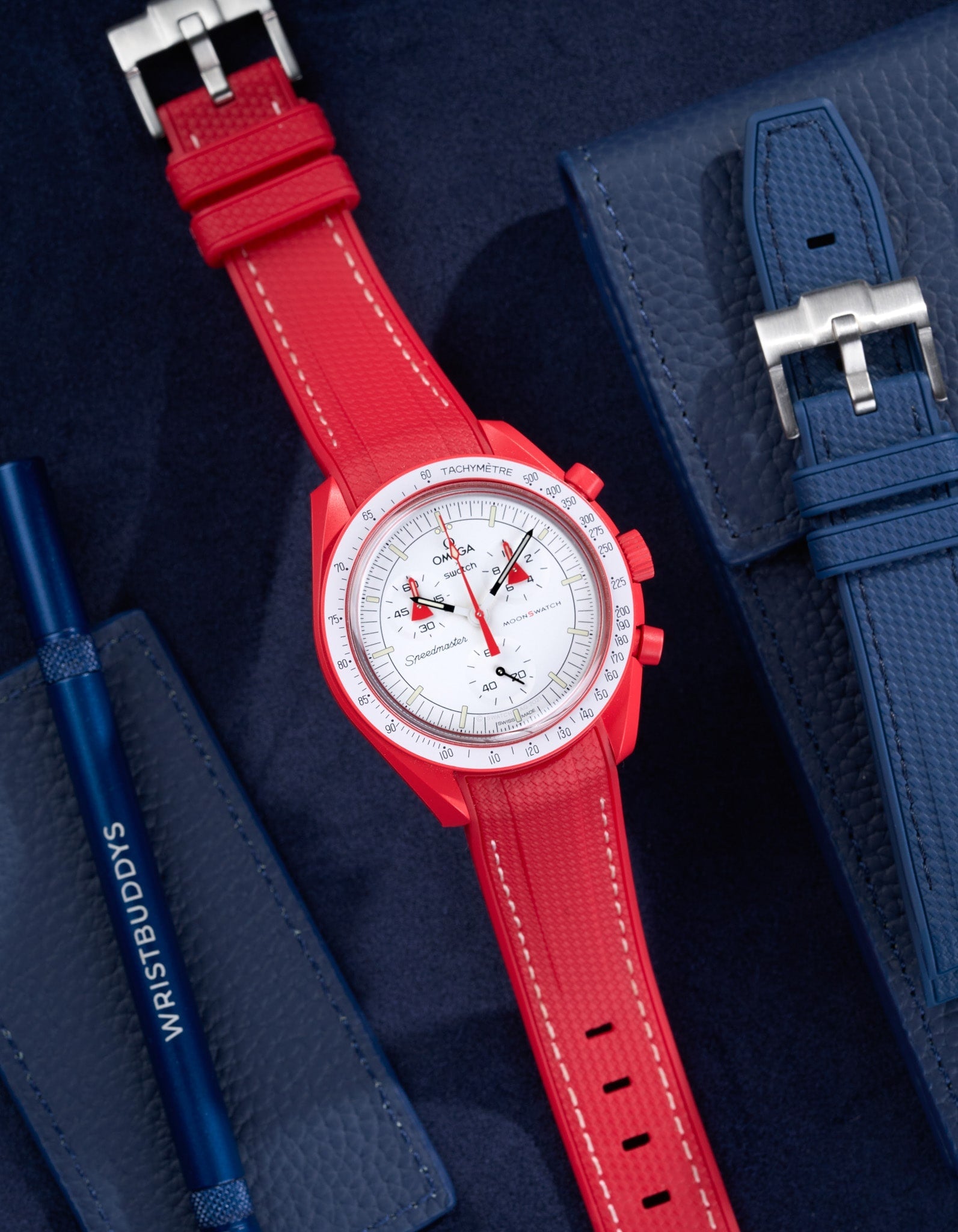 Curved Premium Rubber Strap - Red - Wristbuddys