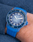 Curved Rubber Strap for Blancpain X Swatch - Atlantic Blue - Wristbuddys